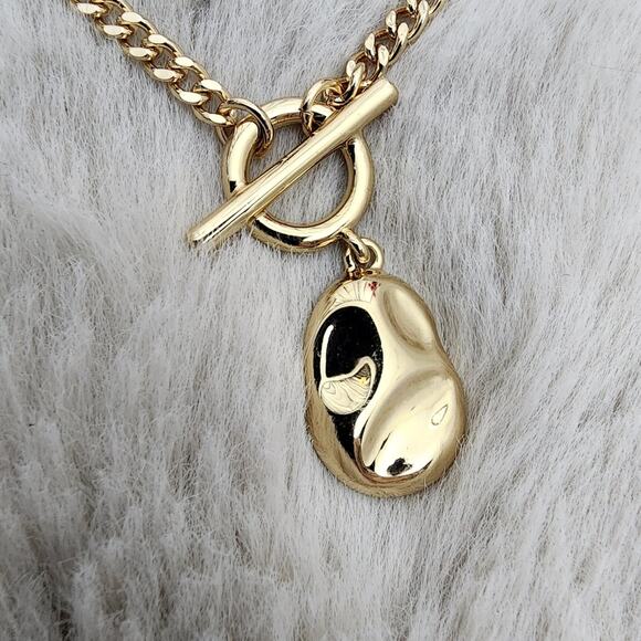 NEW J. Crew Hammered Gold T-Bar Pendant Necklace Double Strand - Picture 3 of 8